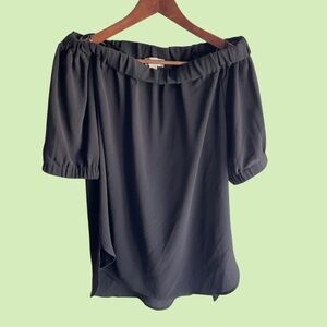 Michael Kors off the should black short sleeve blouse medium